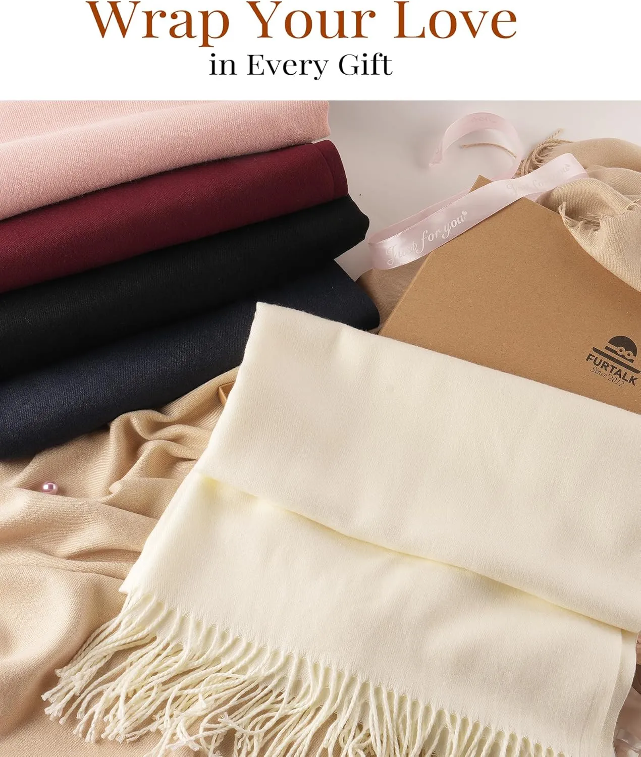 FURTALK Scarf for Women Winter Pashmina Shawl and Wraps Cashmere Feel Scarves for Evening Dresses Wedding Party