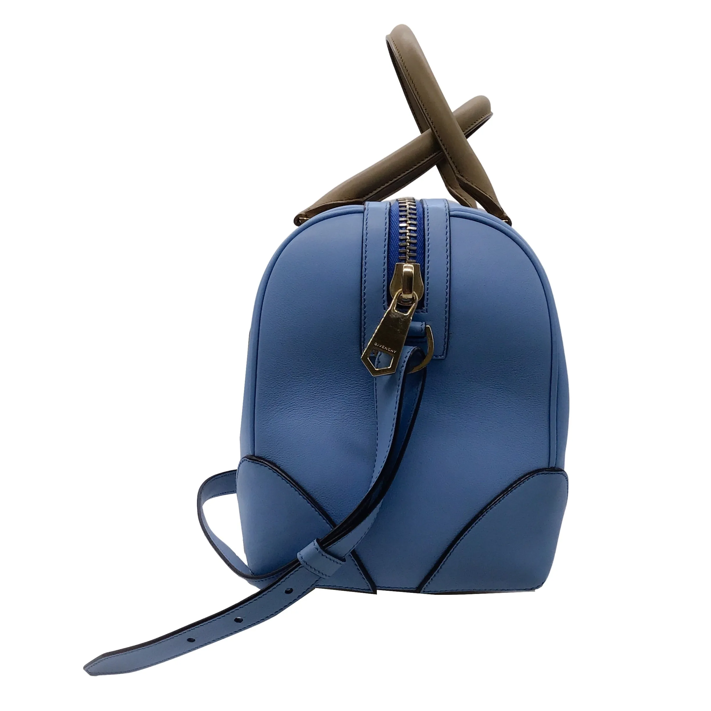 Givenchy Blue / Taupe Lucrezia Leather Double Top Handle Shoulder Bag
