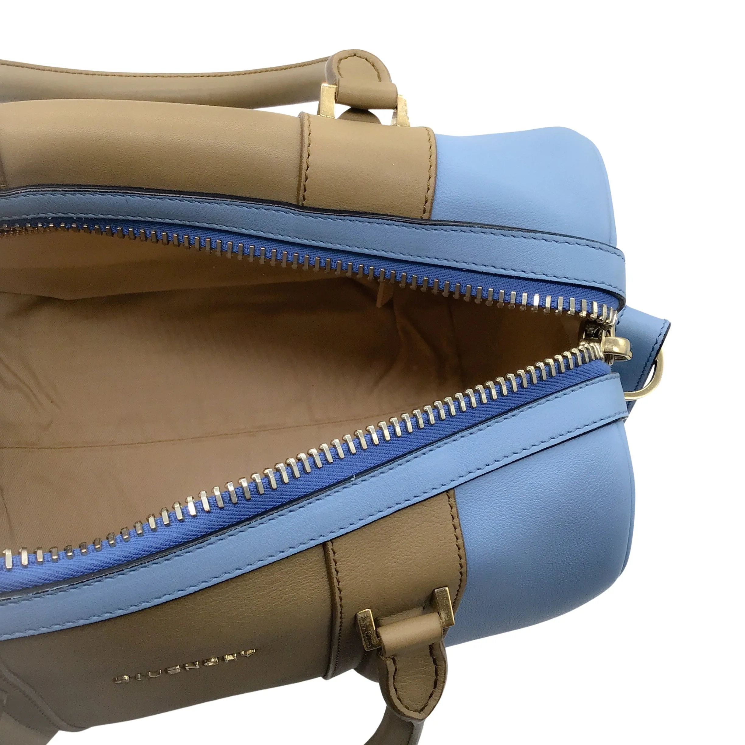 Givenchy Blue / Taupe Lucrezia Leather Double Top Handle Shoulder Bag