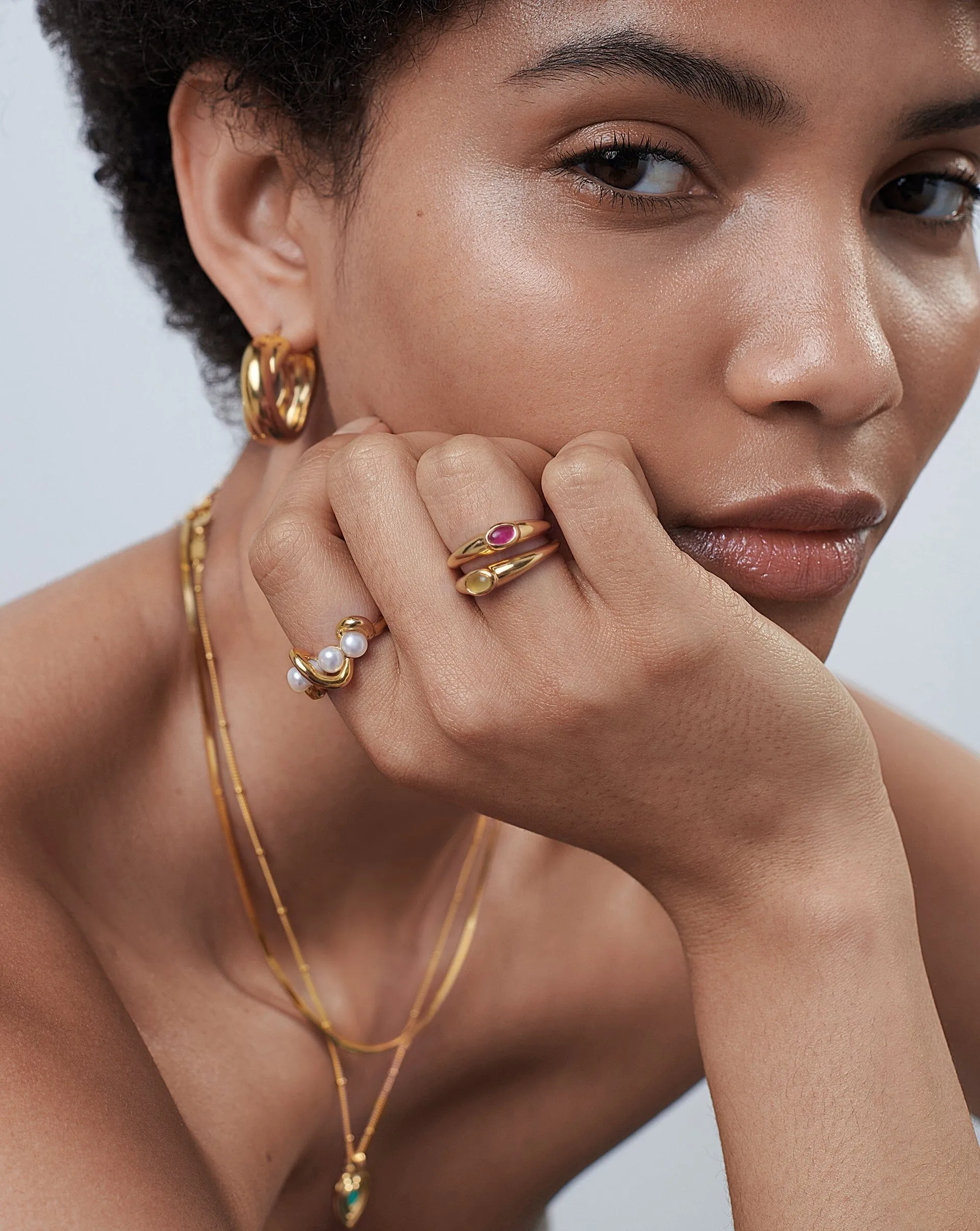 Good Vibes Gemstone Stacking Ring | 18k Gold Vermeil/Pink Quartz