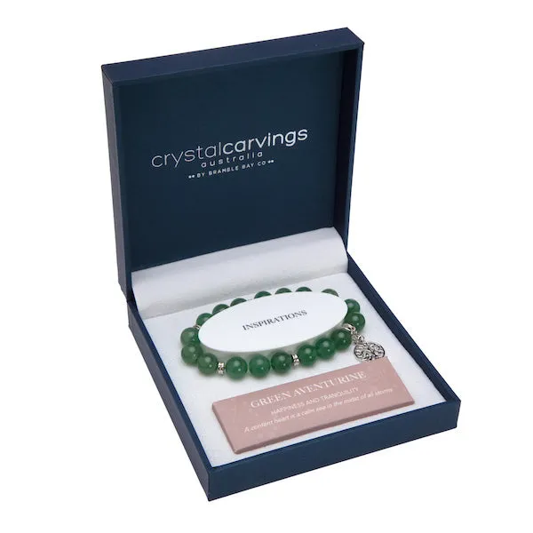 Green Aventurine Bracelet Tree Of Life Charm 10mm Bead