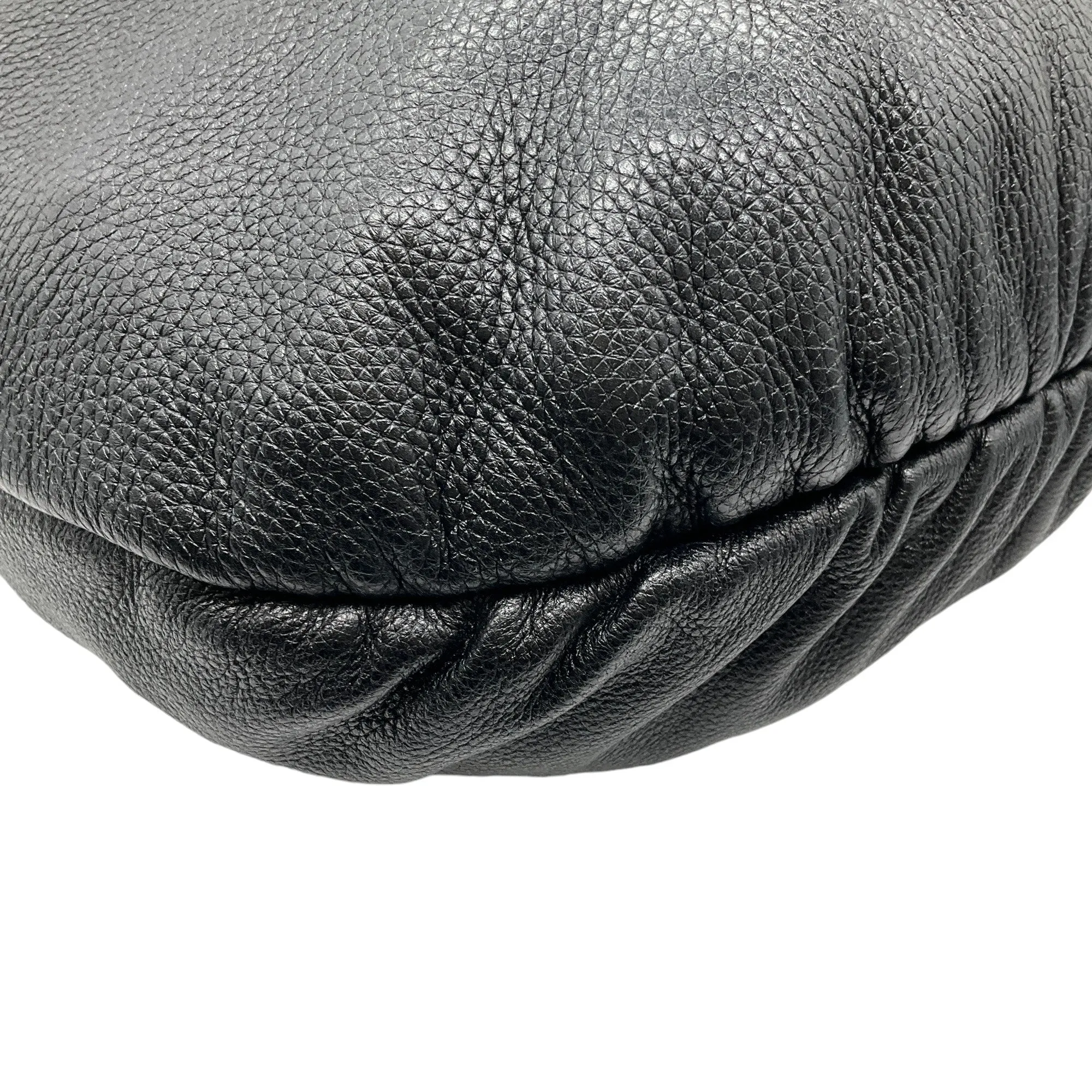 Gucci Black Leather Hobo Bag with Tassel and Bamboo