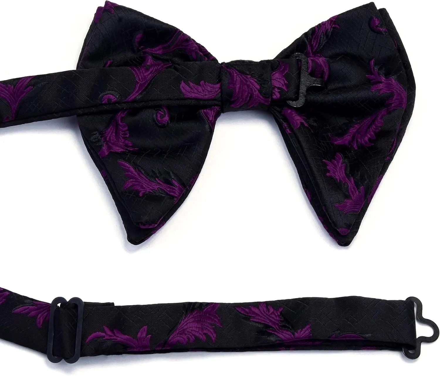 GUSLESON Fashion Floral Adjustable Pre-tied Big Bow Tie and Pocket Square Cufflink Set with Box