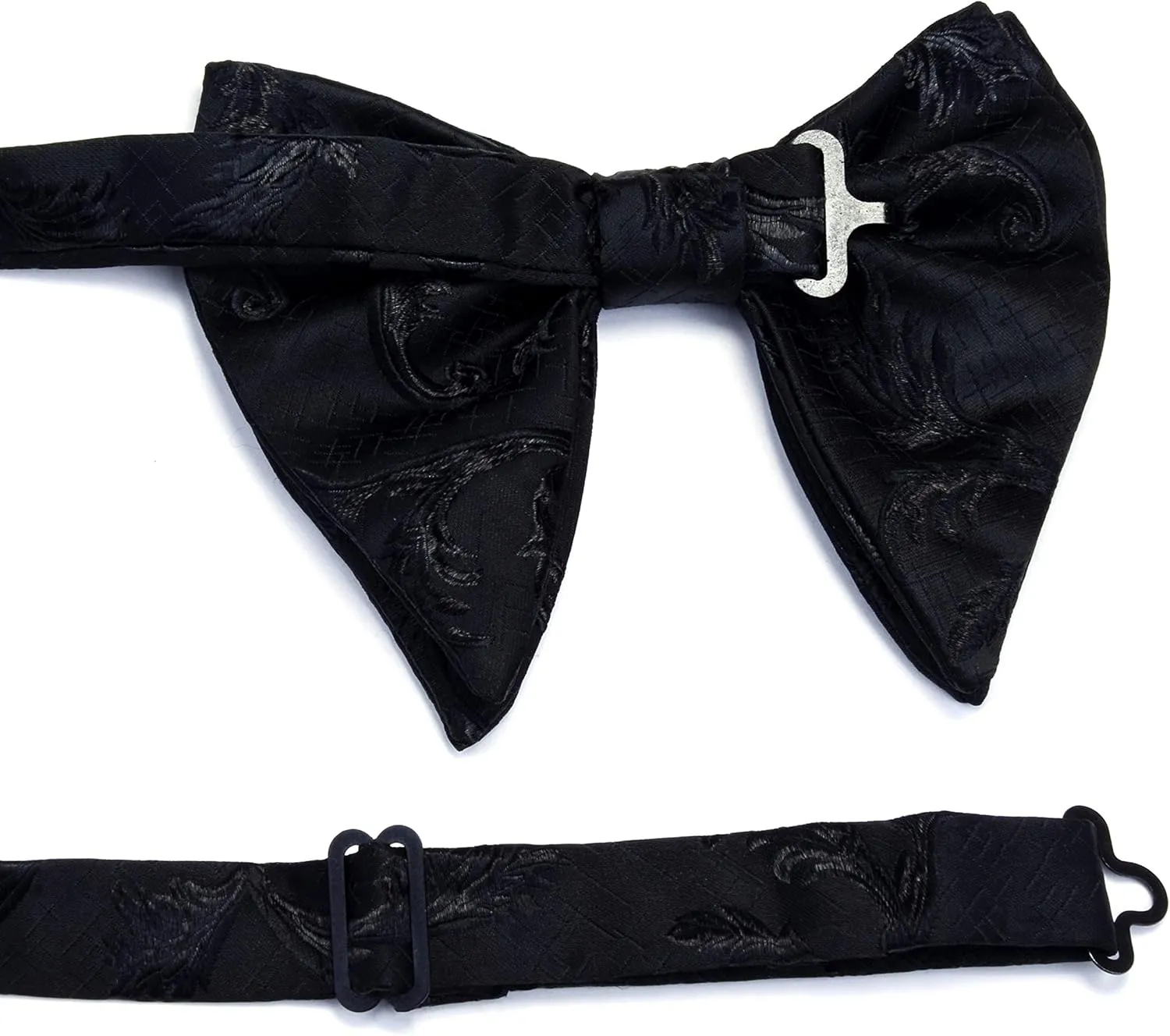 GUSLESON Fashion Floral Adjustable Pre-tied Big Bow Tie and Pocket Square Cufflink Set with Box
