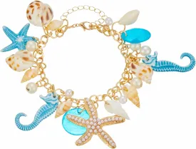 Handmade Starfish Seashell Pearl Bracelets for Women Gold Plated Bohemian Charm Sea Shell Couch Beads Adjustable Chain Anklet Bracelets Hawaiian Beach Holiday Mermaid Costume Jewelry Gifts