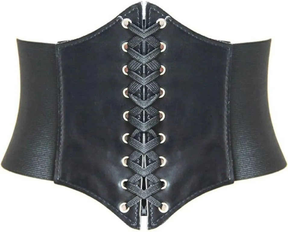 HANERDUN Lace-up Waspie Corset Belts for Women Elastic Waist Belt Tied Retro Wide Belt