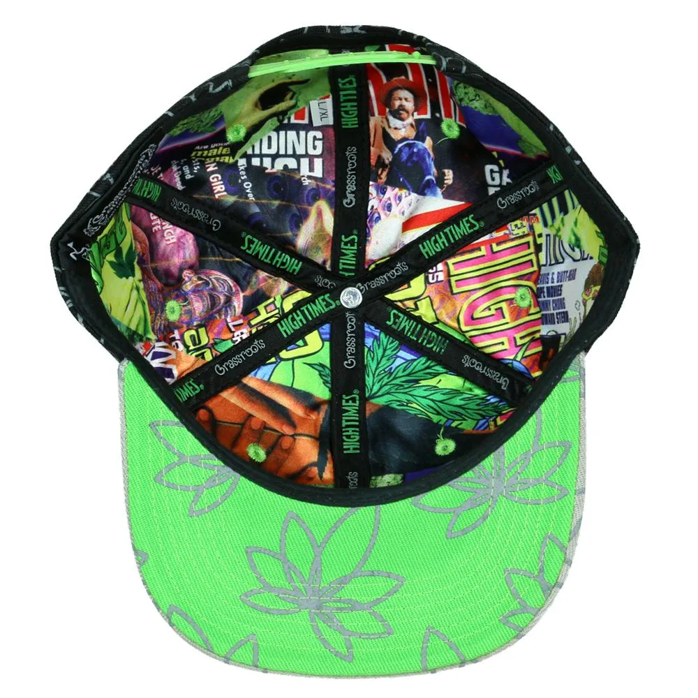 High Times Gray Leaf Black Snapback Hat
