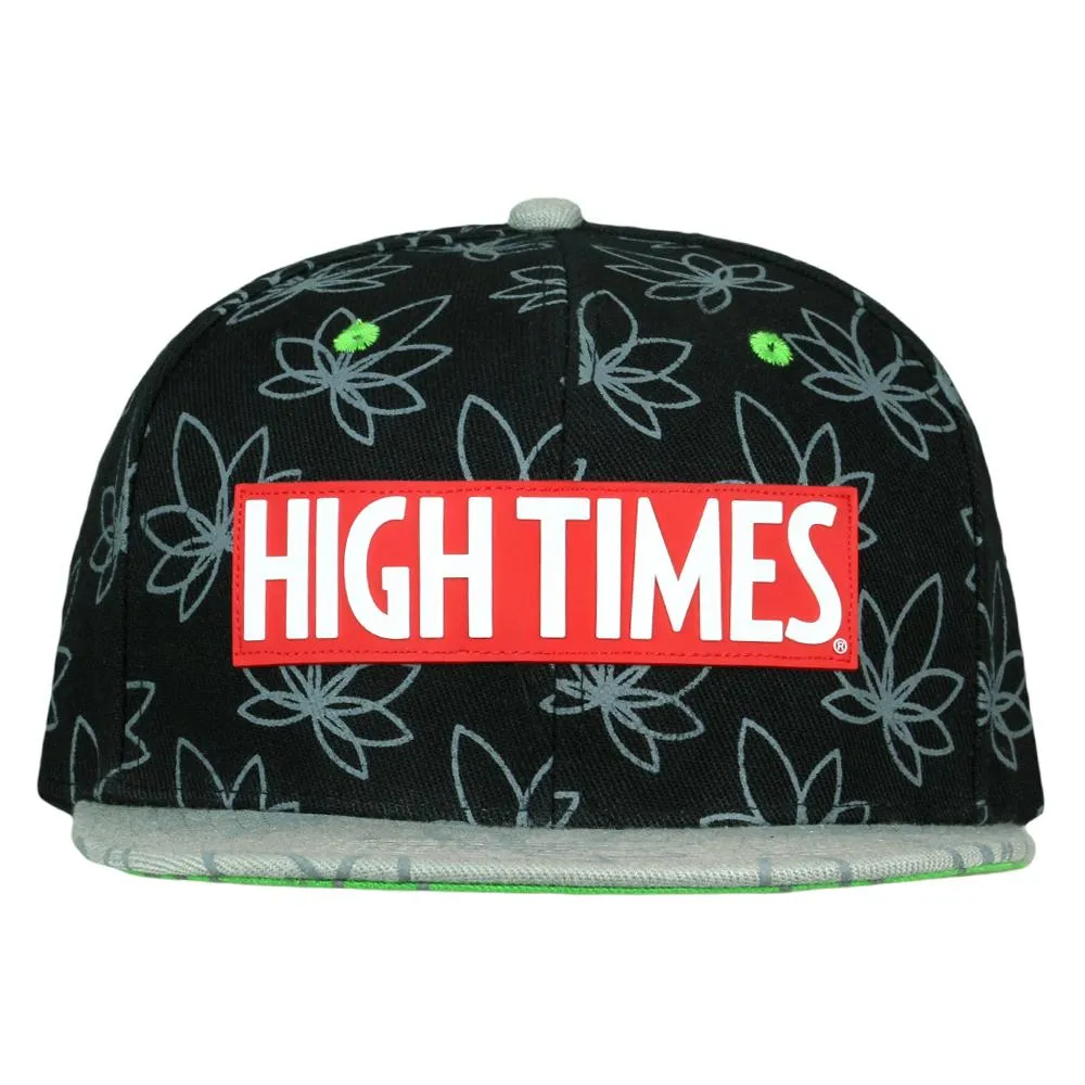 High Times Gray Leaf Black Snapback Hat