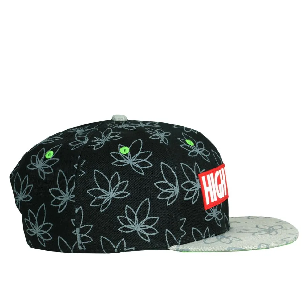 High Times Gray Leaf Black Snapback Hat