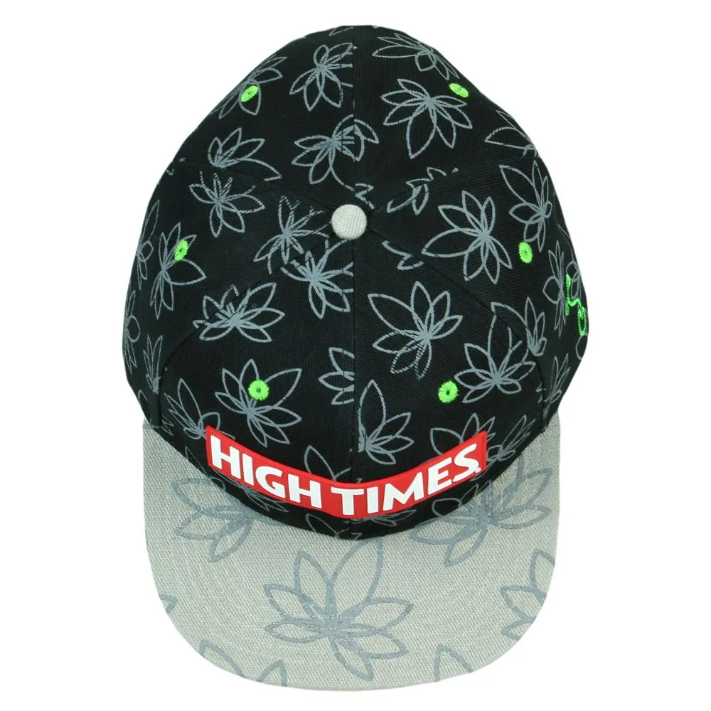 High Times Gray Leaf Black Snapback Hat