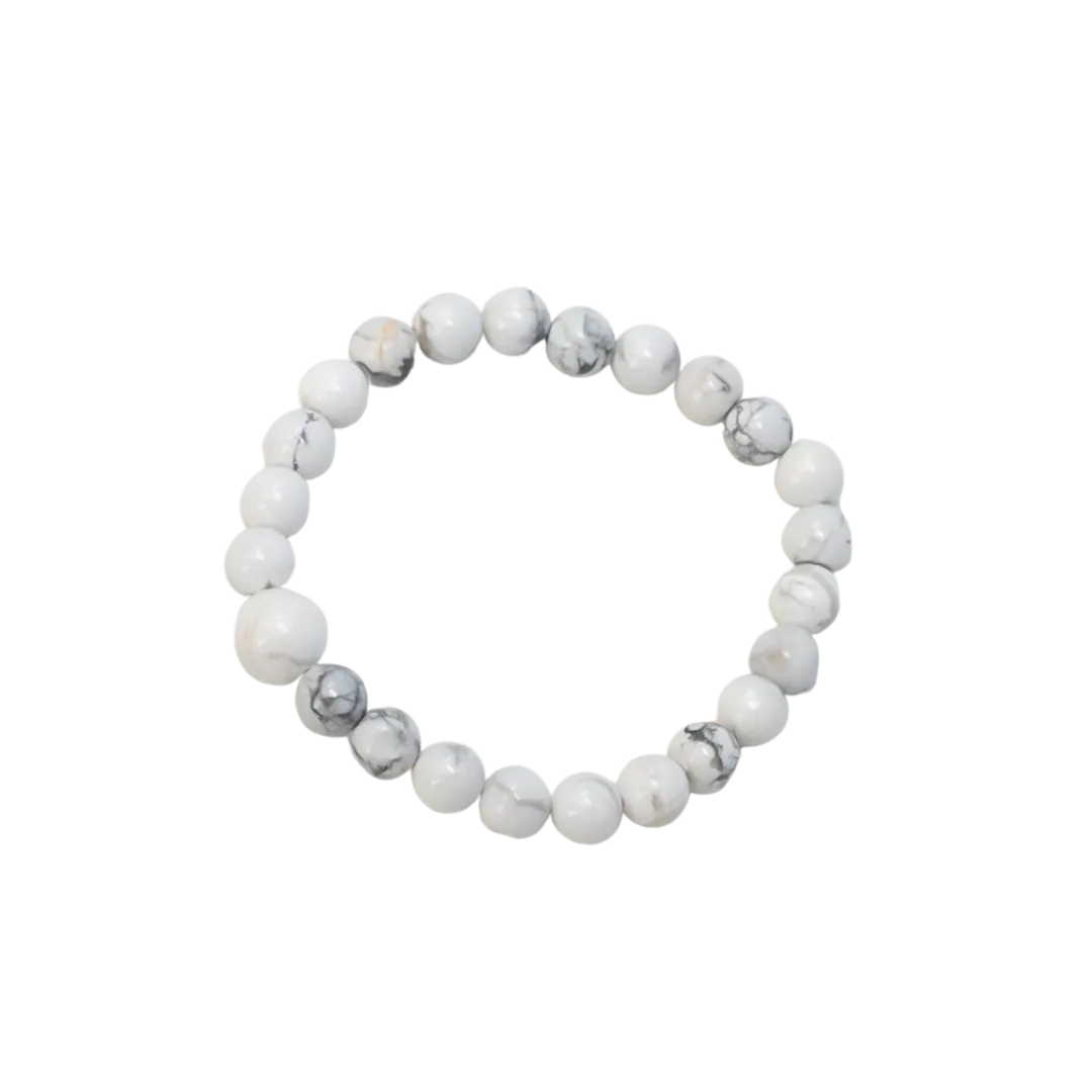 Howlite Stretchy Beaded Bracelet - Wrist Mala - 8mm