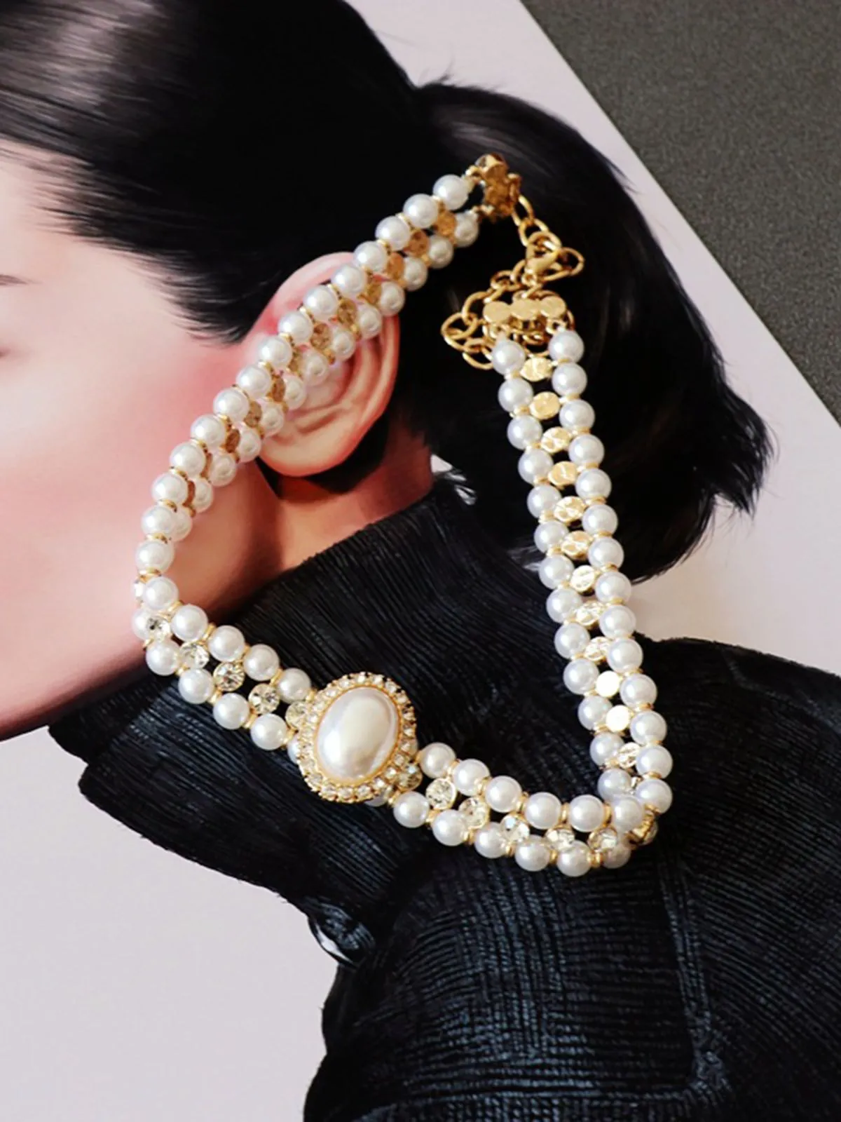 Latest Rhinestone Pearl Necklace