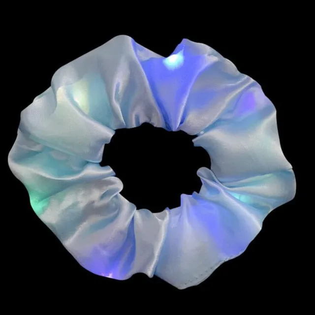 LED Luminous Hair Bands Scrunchies Women Girls Headwear Hair Rope Simple Wrist band Rings Rubber Band Hair Accessories