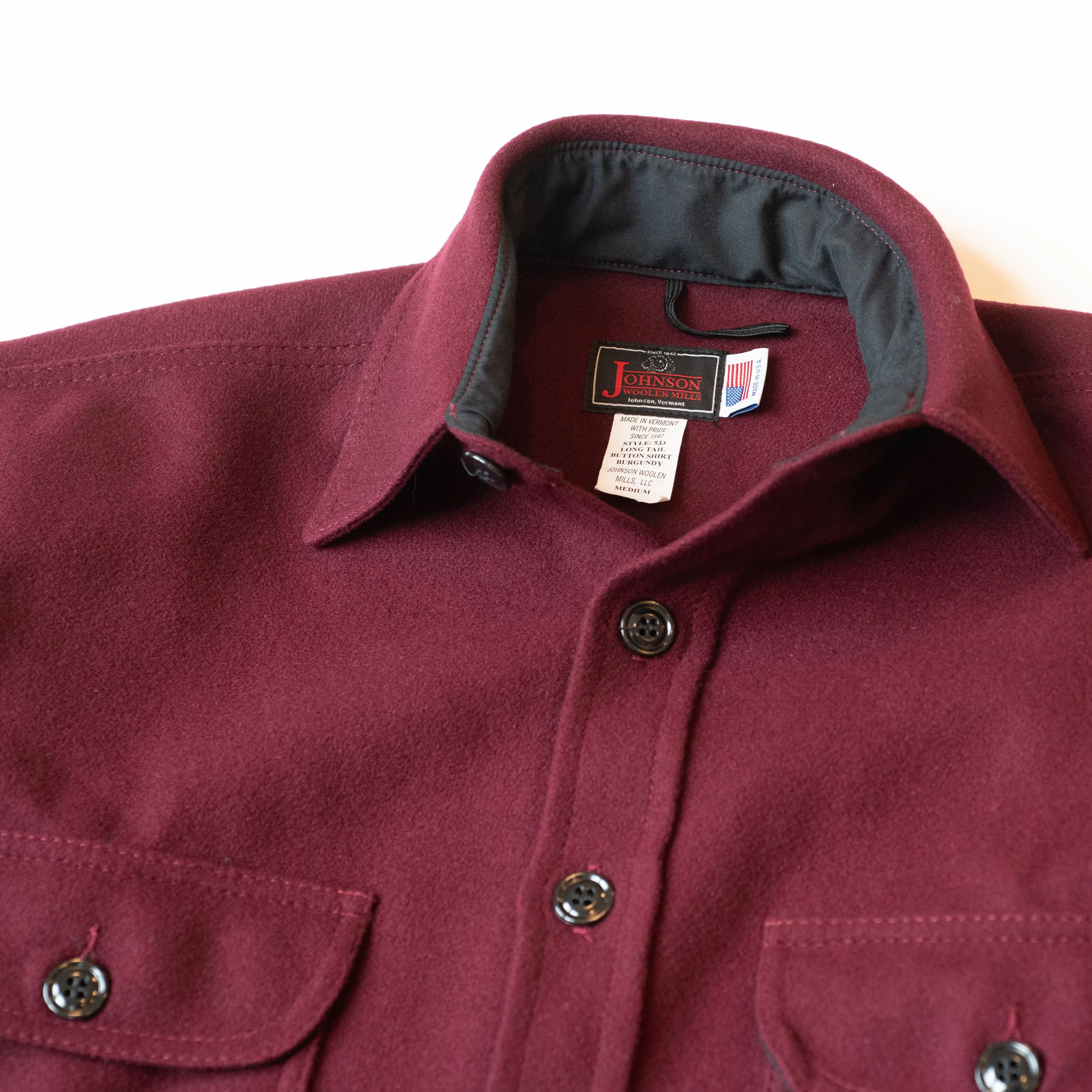 Long Tail Button Down Shirt - 33 - Rich Burgundy
