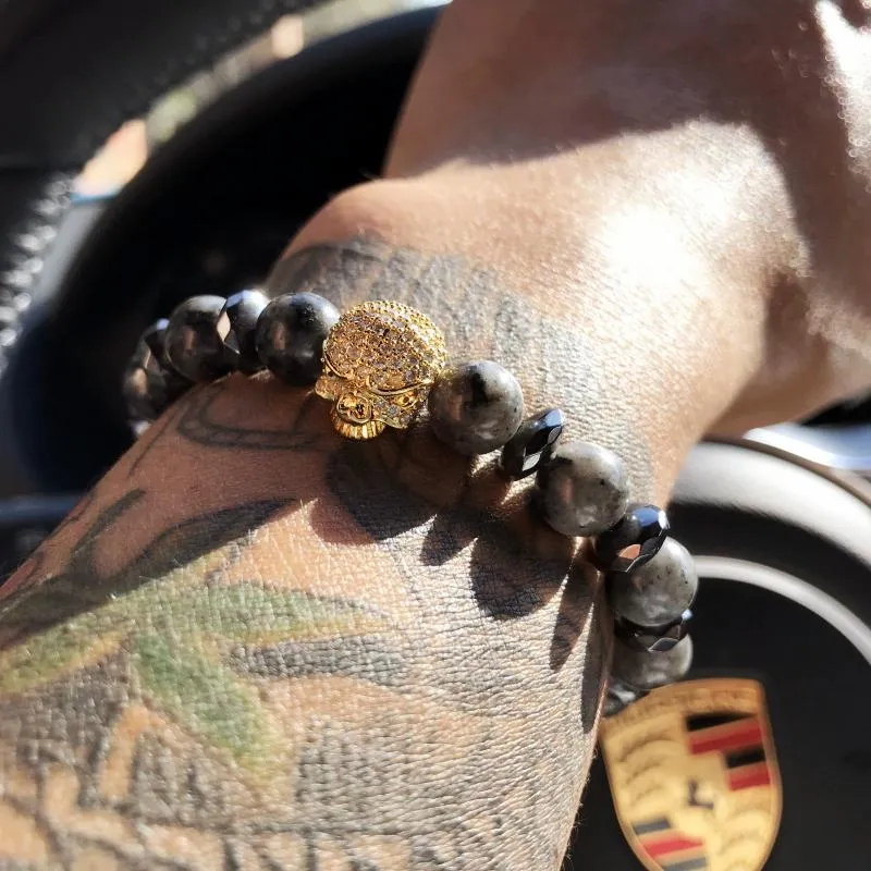 Machiavelli Grey Jasper Stone Micro Paved Bracelet