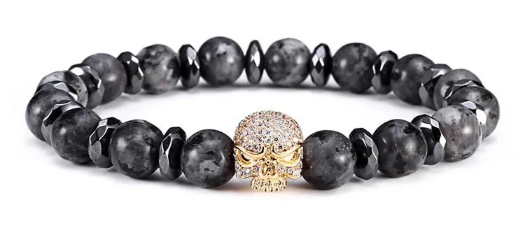 Machiavelli Grey Jasper Stone Micro Paved Bracelet