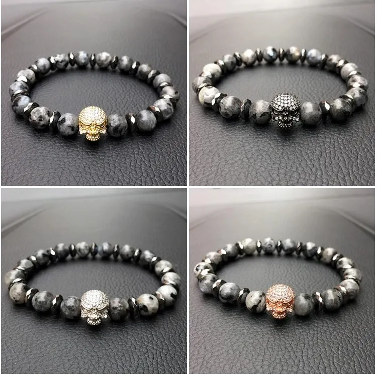 Machiavelli Grey Jasper Stone Micro Paved Bracelet