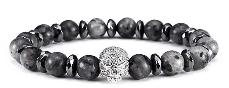 Machiavelli Grey Jasper Stone Micro Paved Bracelet