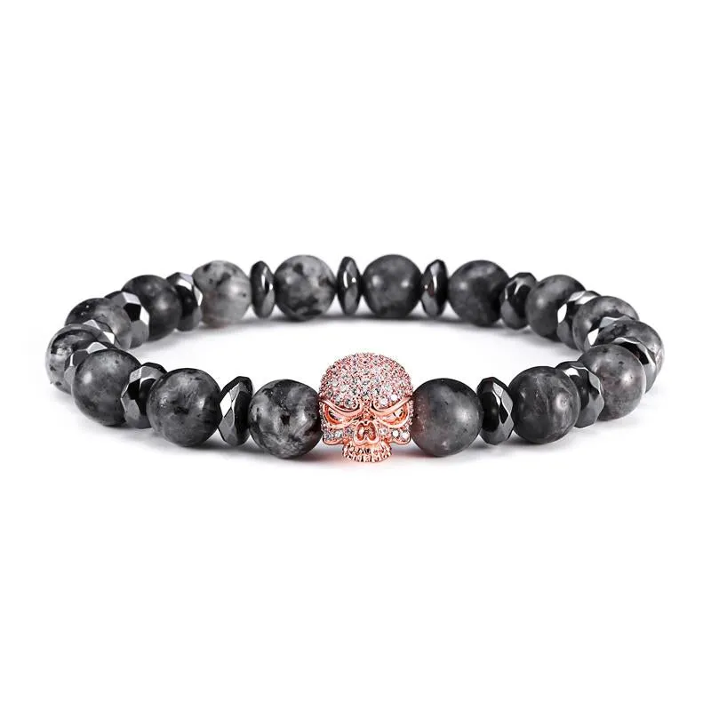 Machiavelli Grey Jasper Stone Micro Paved Bracelet