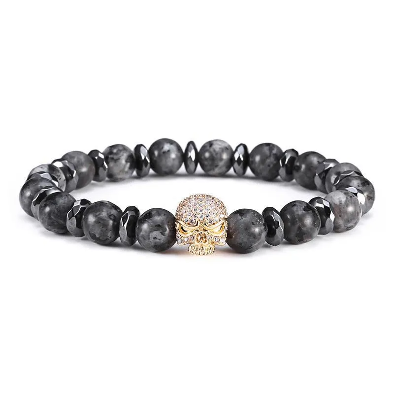 Machiavelli Grey Jasper Stone Micro Paved Bracelet