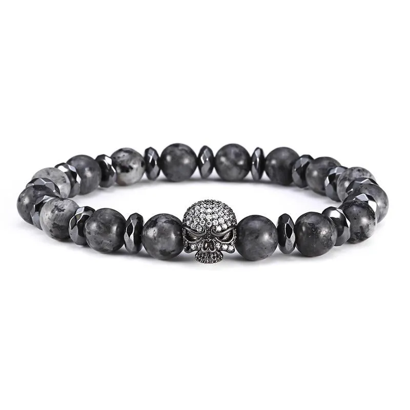 Machiavelli Grey Jasper Stone Micro Paved Bracelet