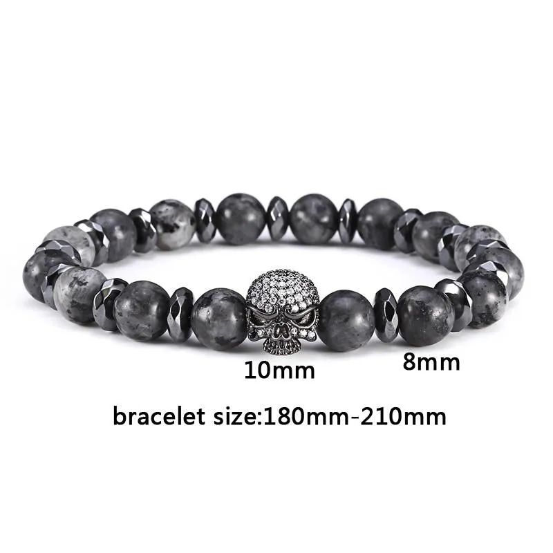 Machiavelli Grey Jasper Stone Micro Paved Bracelet