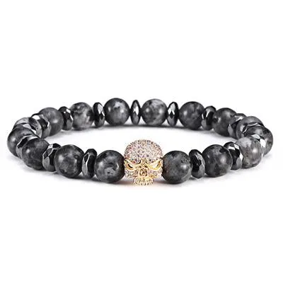 Machiavelli Grey Jasper Stone Micro Paved Bracelet