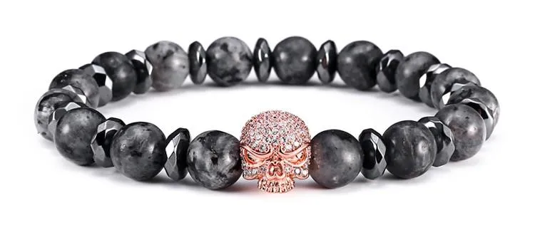 Machiavelli Grey Jasper Stone Micro Paved Bracelet