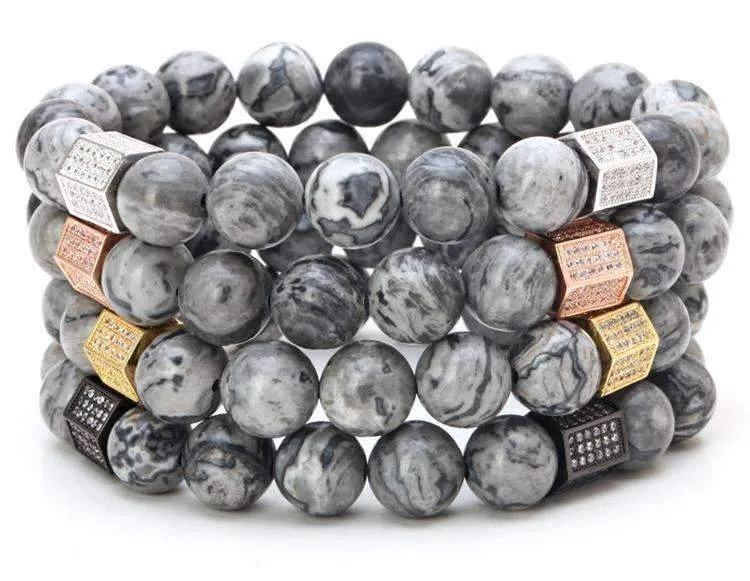 Marble Haze Natural Stone Beaded Bracelet