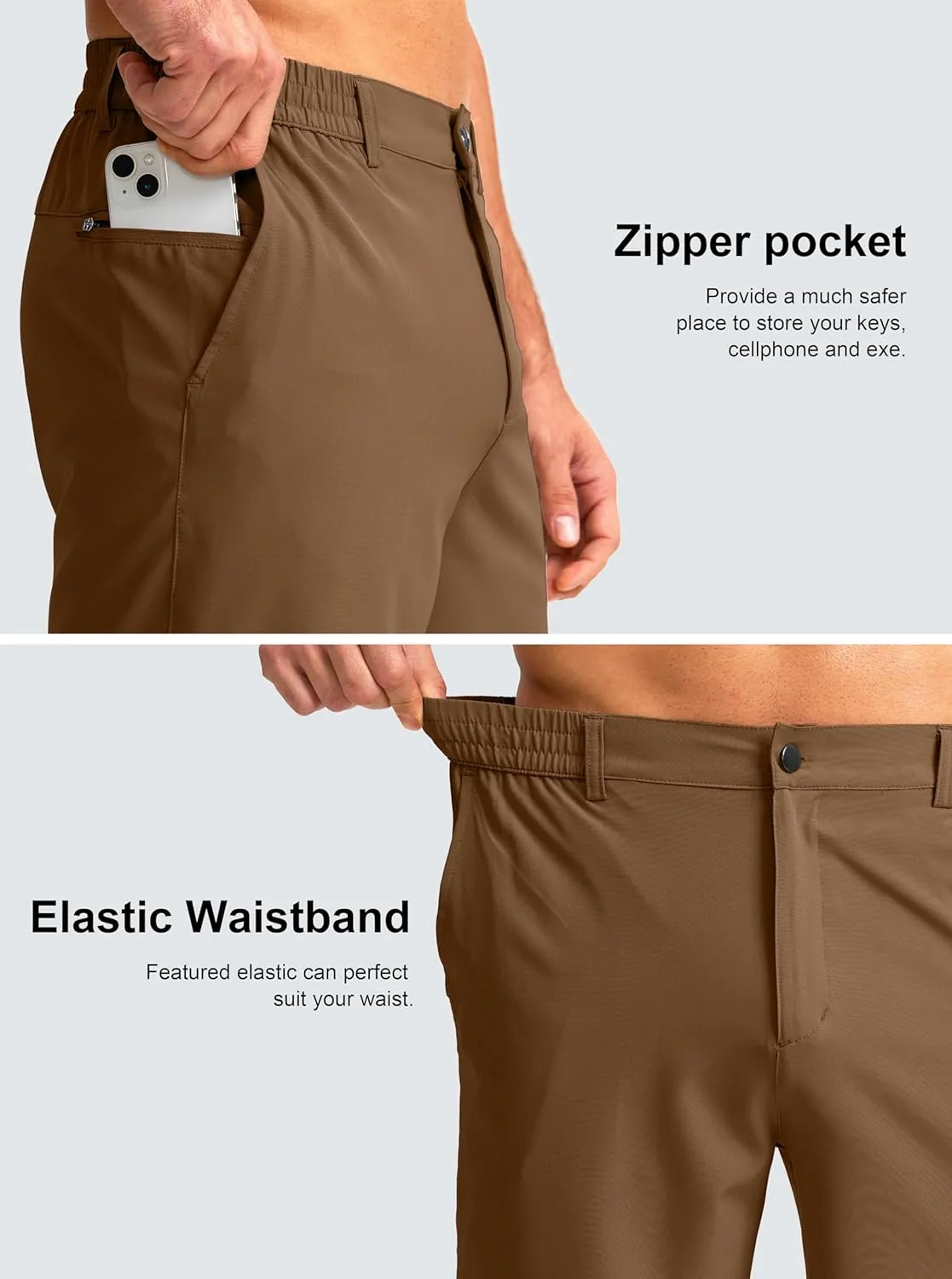 Men's Casual Shorts 7" Lightweight Golf Shorts for Men Stretch with 3 Pockets Quick Dry Breathable Work Shorts