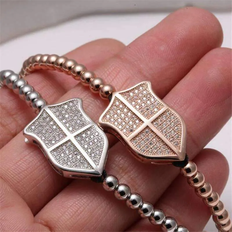 Micro Pave Shield Charm Bracelet