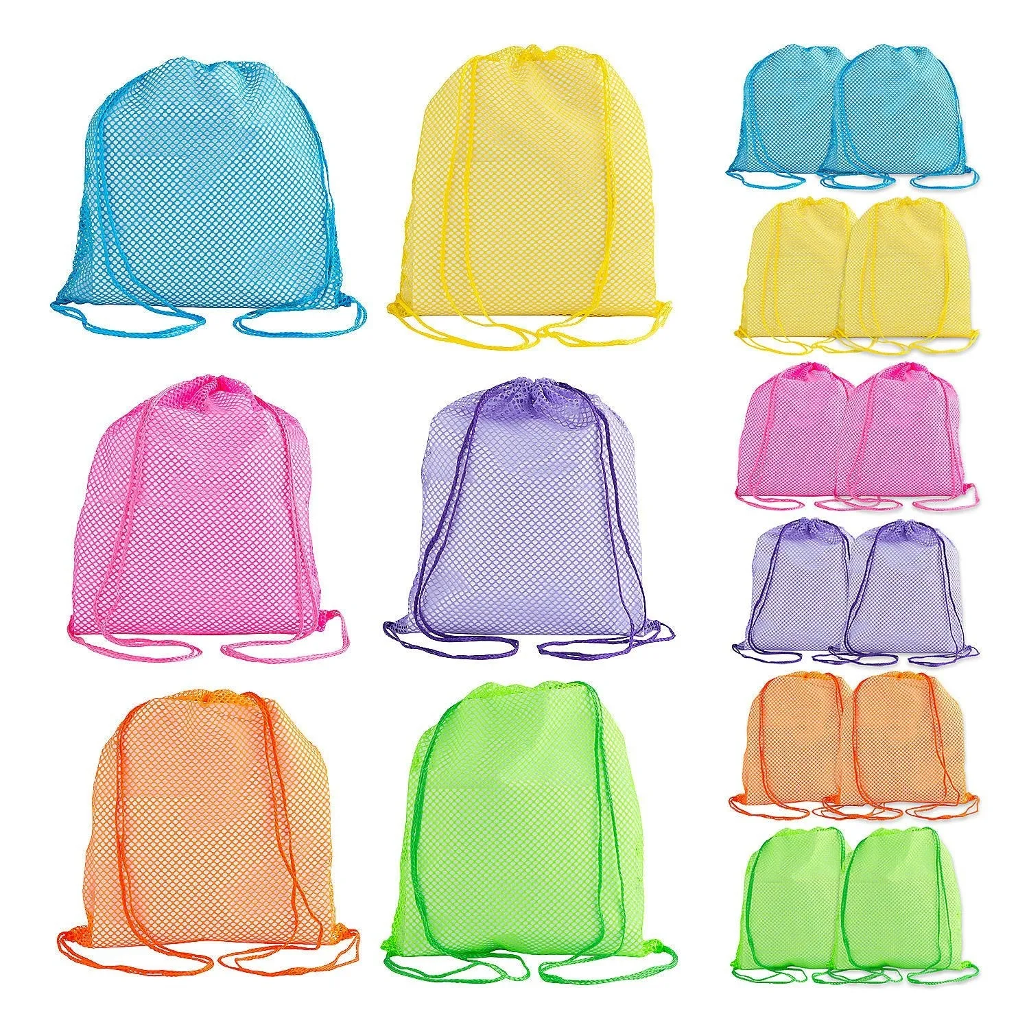 Neon Mesh Drawstring Bags Medium 13" x 17" | 12ct