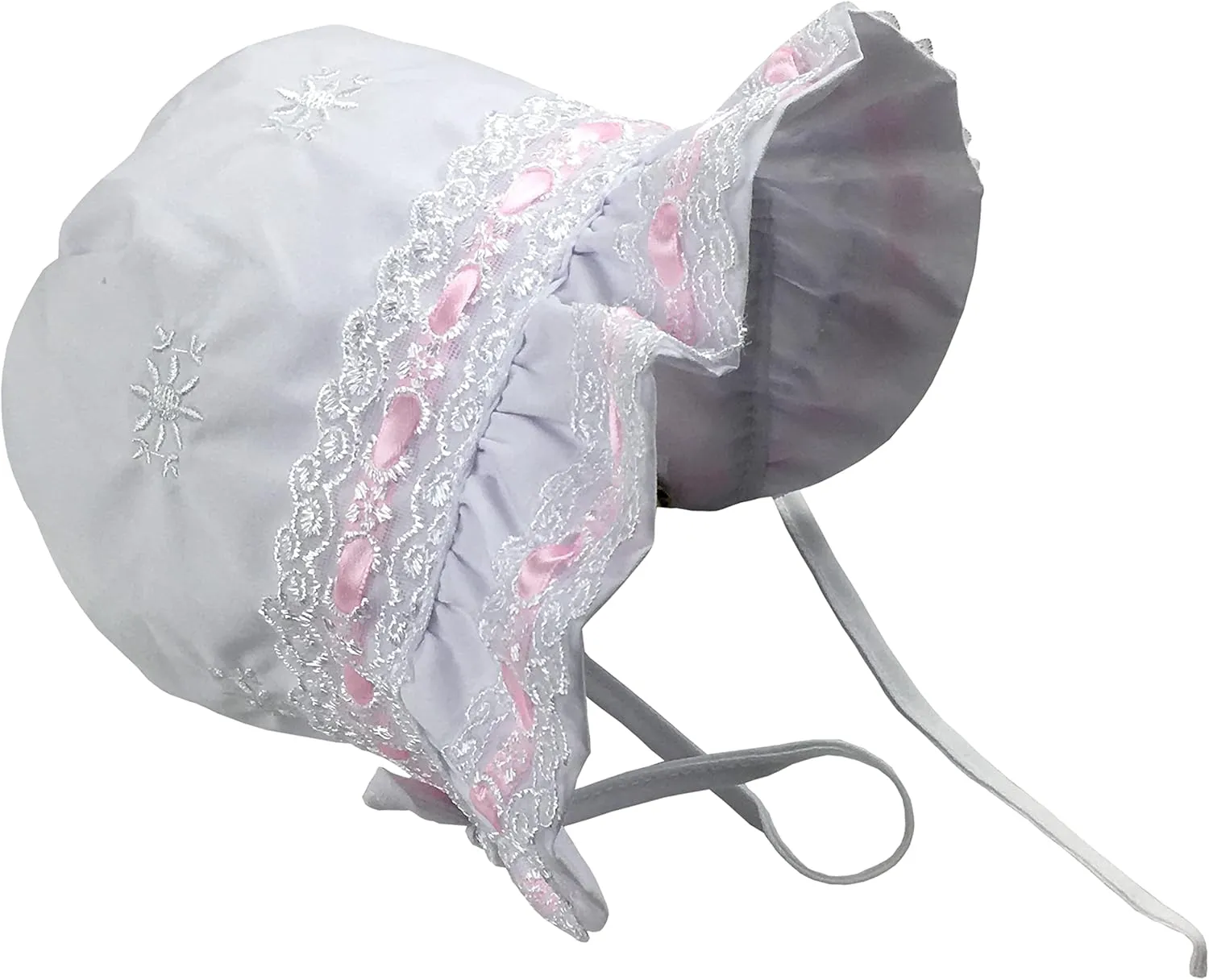 N'Ice Caps Baby Girls Bonnet White Lace Newborn Infant Toddler Sun Hat Special Occasion