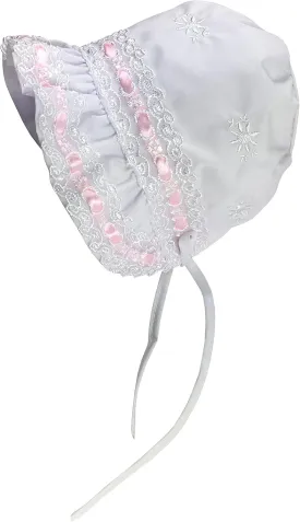 N'Ice Caps Baby Girls Bonnet White Lace Newborn Infant Toddler Sun Hat Special Occasion