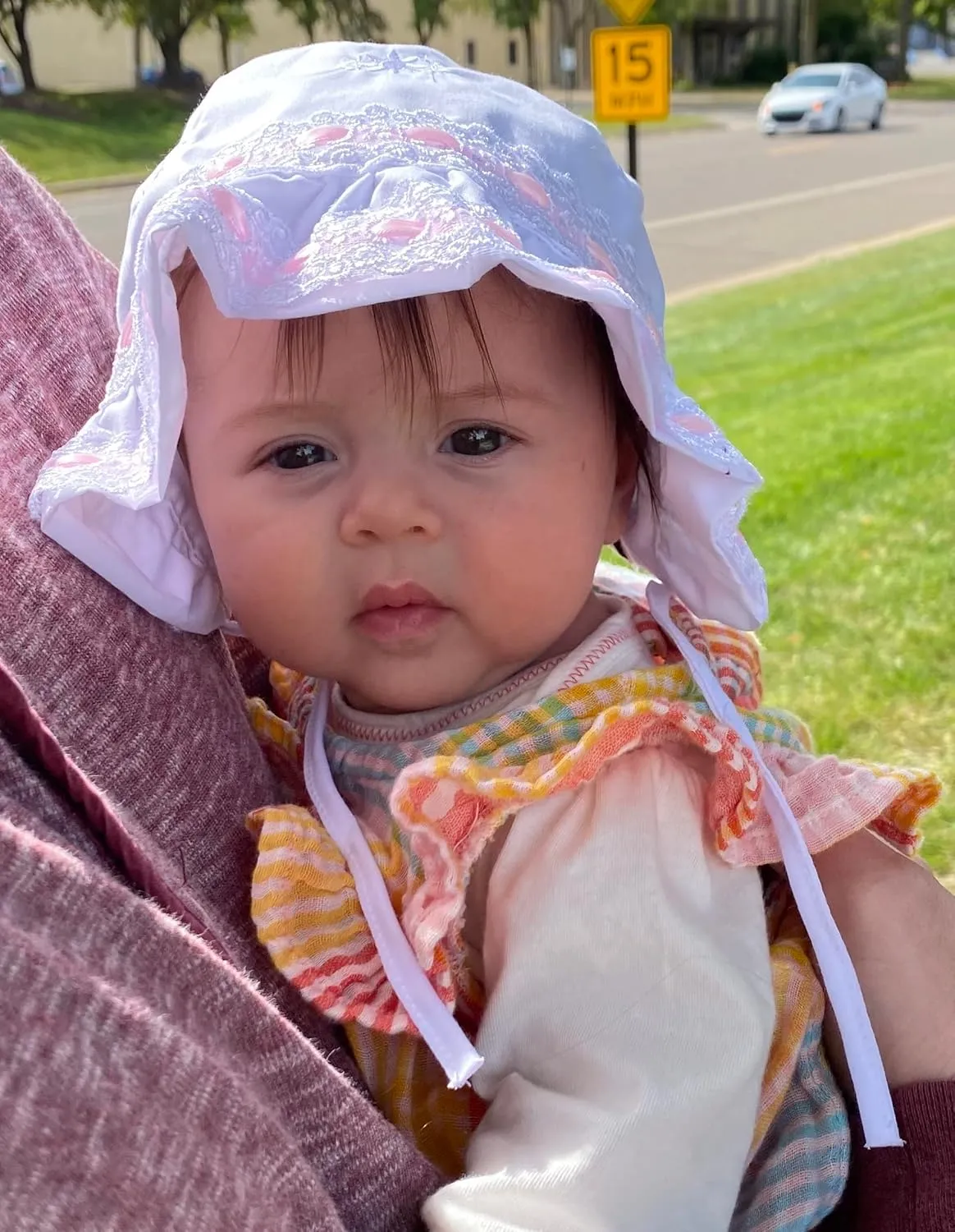 N'Ice Caps Baby Girls Bonnet White Lace Newborn Infant Toddler Sun Hat Special Occasion