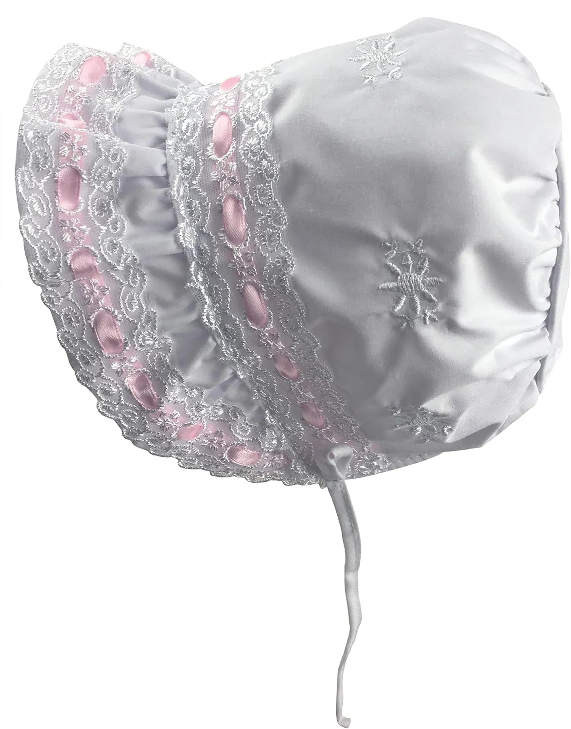 N'Ice Caps Baby Girls Bonnet White Lace Newborn Infant Toddler Sun Hat Special Occasion