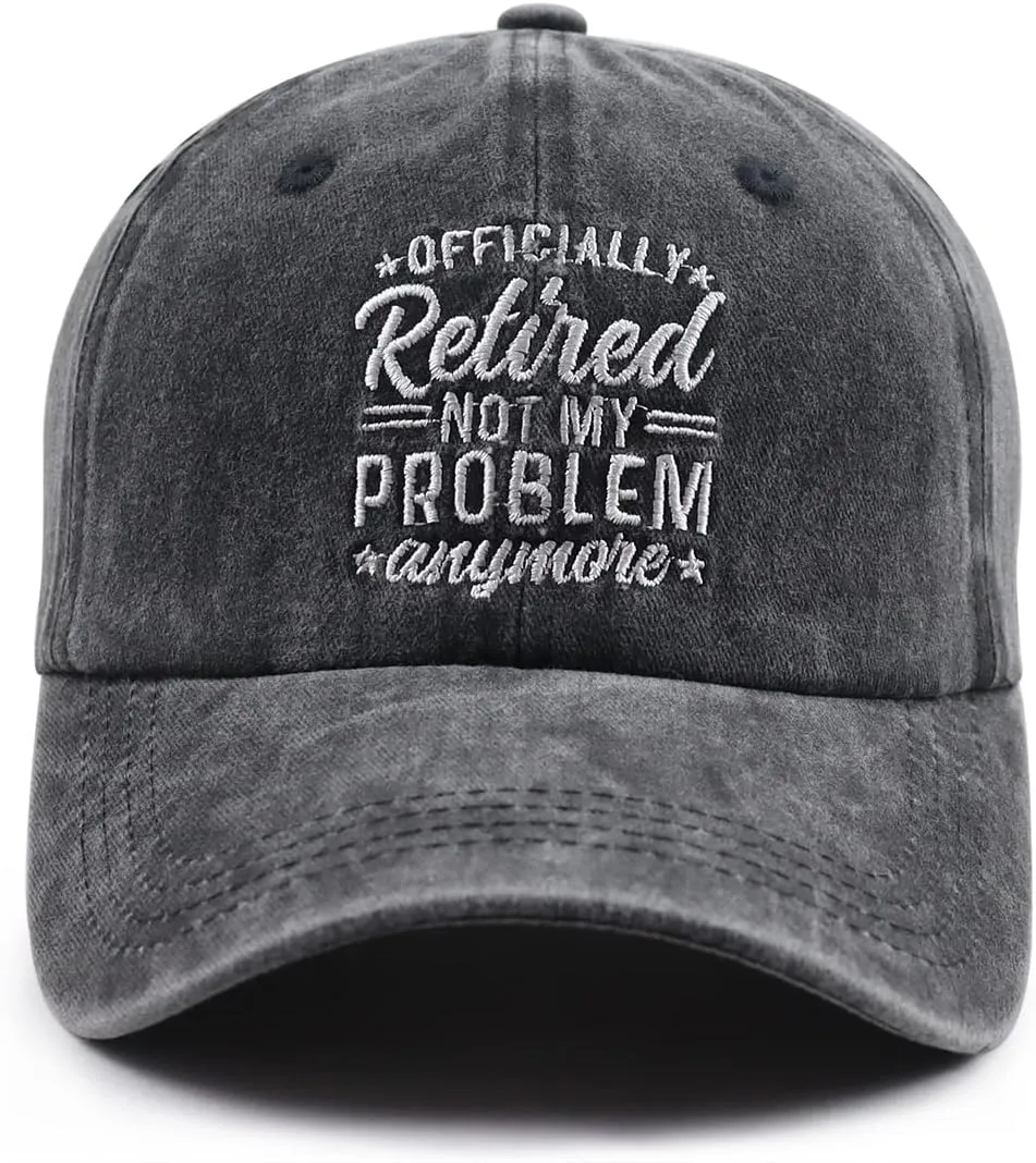 Officially Retired Hat for Women Men, Funny Adjustable Cotton Embroidery Retirement Baseball Cap