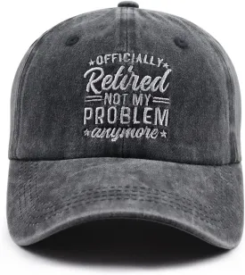 Officially Retired Hat for Women Men, Funny Adjustable Cotton Embroidery Retirement Baseball Cap