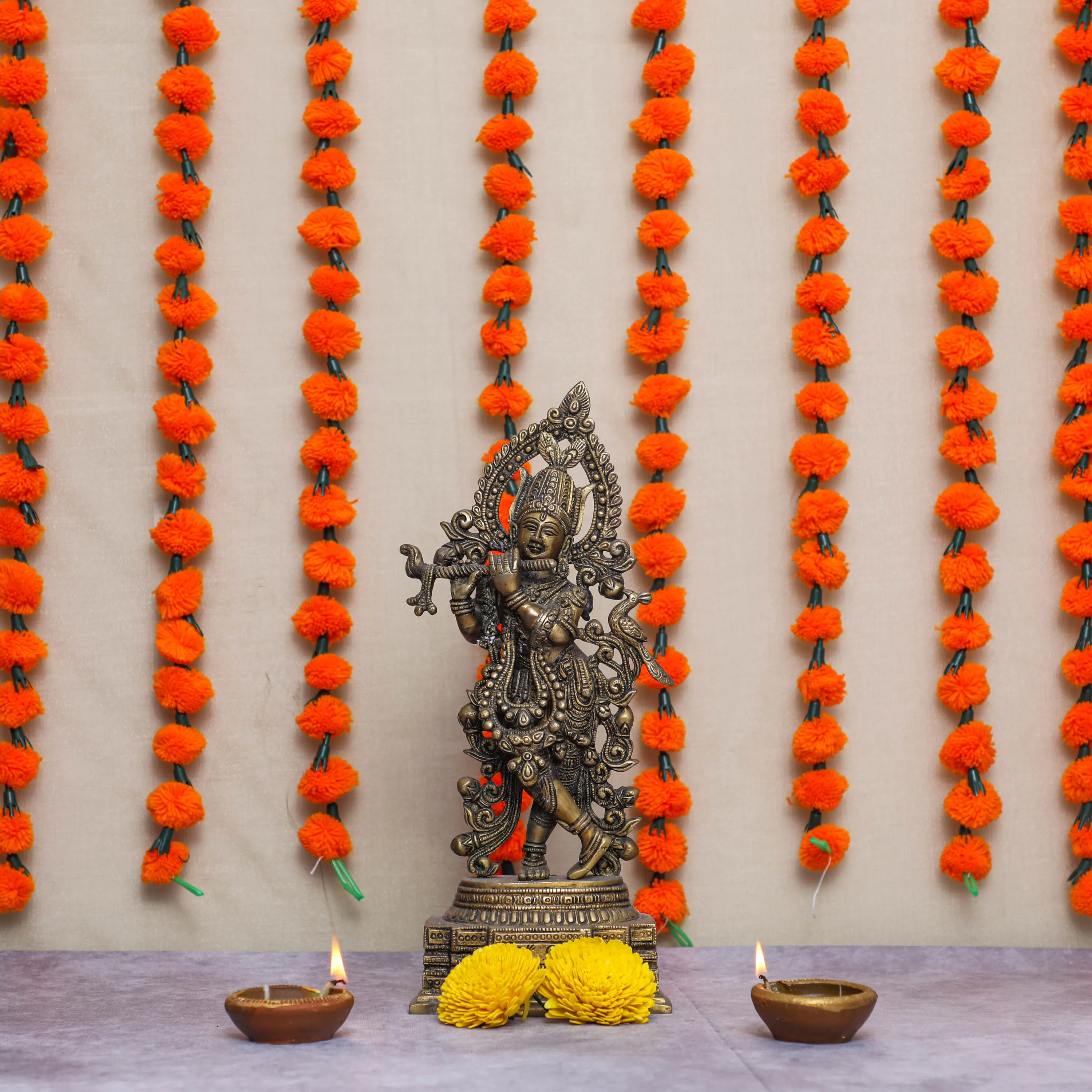 Orange Woolen Marigold Garland