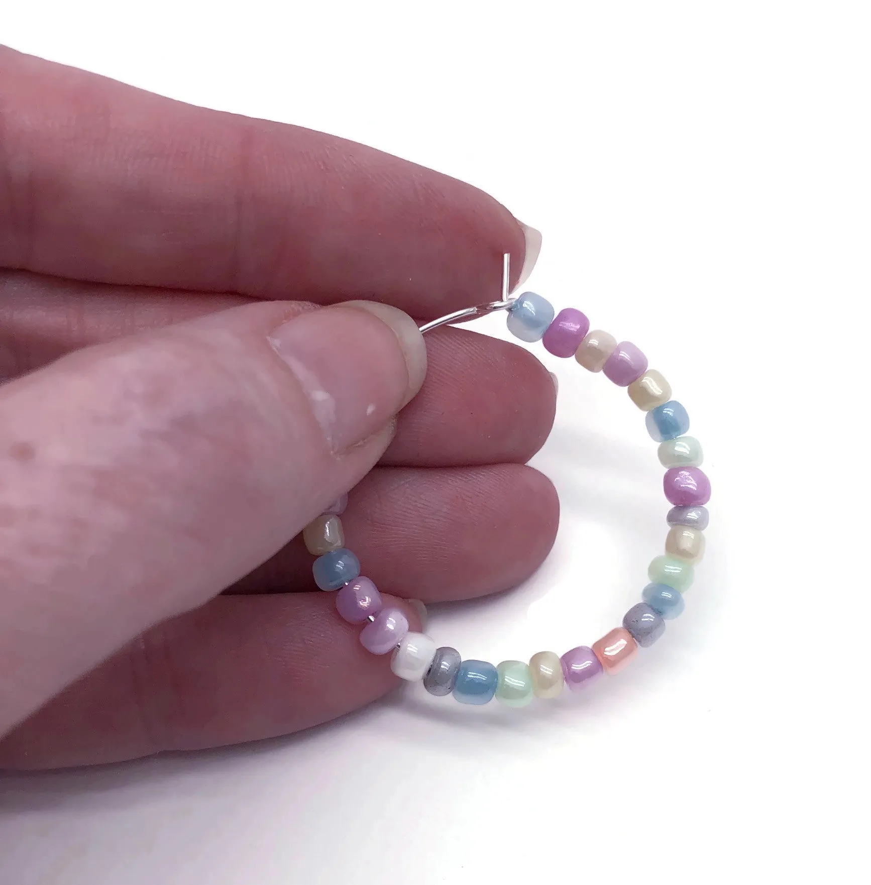 Pale Pastel Seed Bead Hoops 35mm