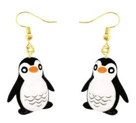Penguin Earrings | Animal Jewelry Penguin Earrings | Penguin Wire Drop Earrings