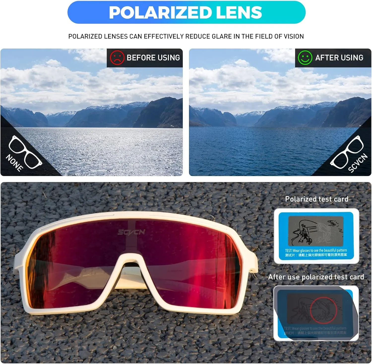 Polarized Cycling Glasses Sport Sunglasses MTB BMX Men Women Running Driving Fishing Golf S61