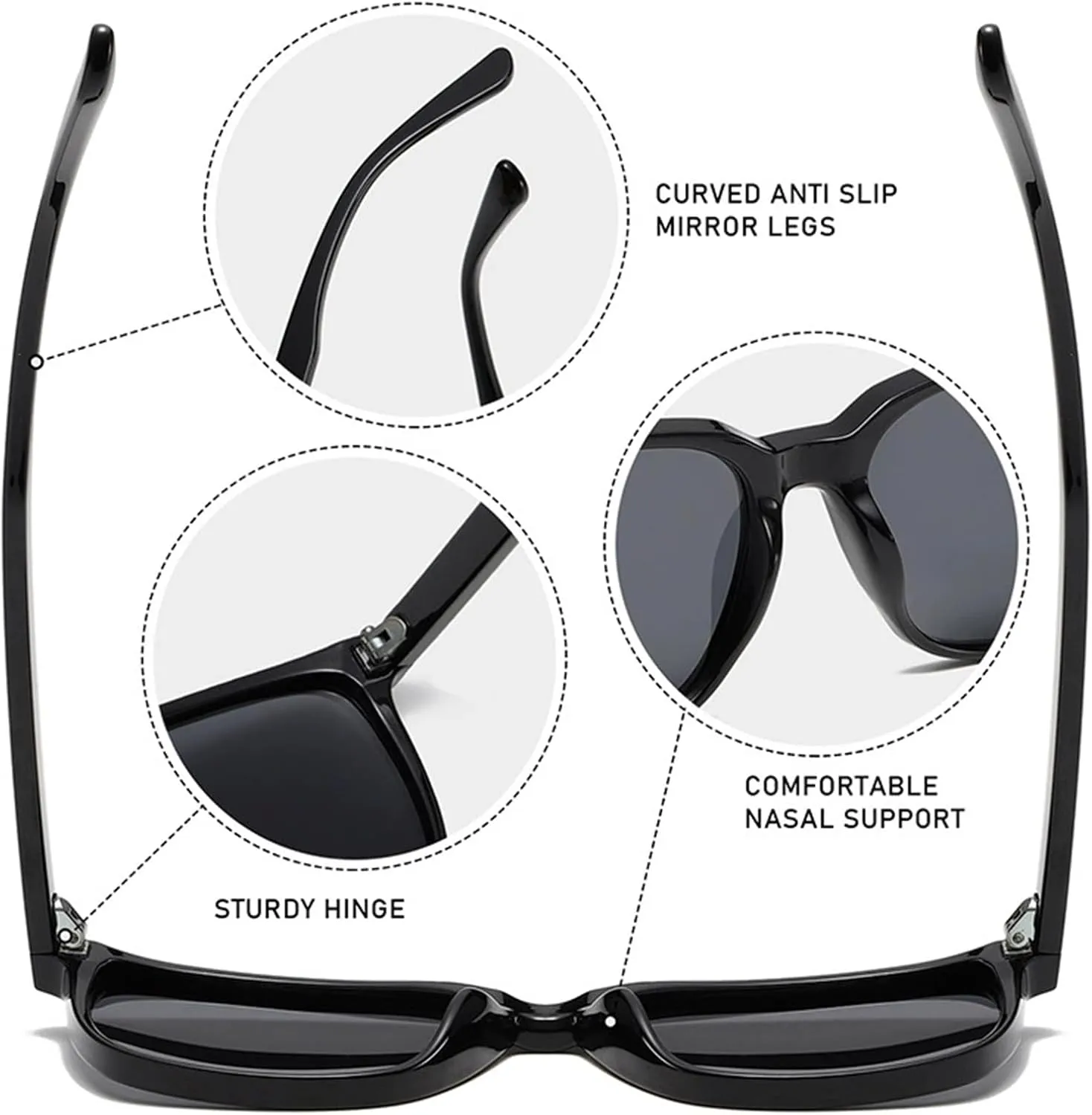 Polarized Square Sunglasses for Men Ultralight Classic Retro Square Driving Shades UV400 Protection Sun Glasses