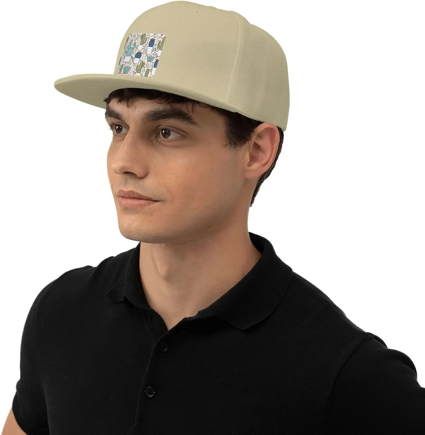 POOEDSO Saguaro Cactus Seamless Pattern Snapback Hats for Men Baseball Cap Trucker Hat Flat Brim Hats