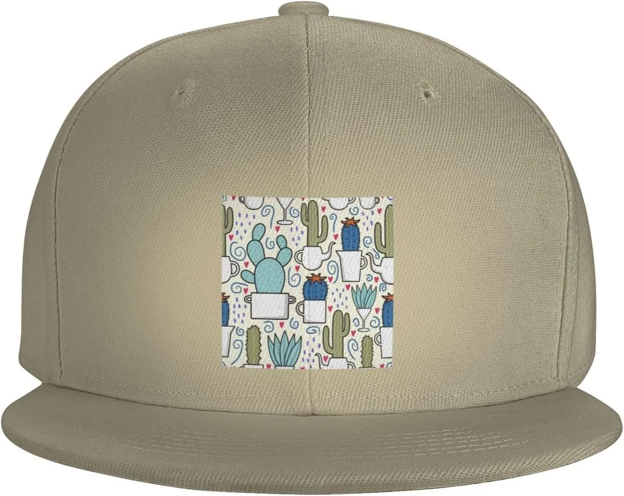 POOEDSO Saguaro Cactus Seamless Pattern Snapback Hats for Men Baseball Cap Trucker Hat Flat Brim Hats