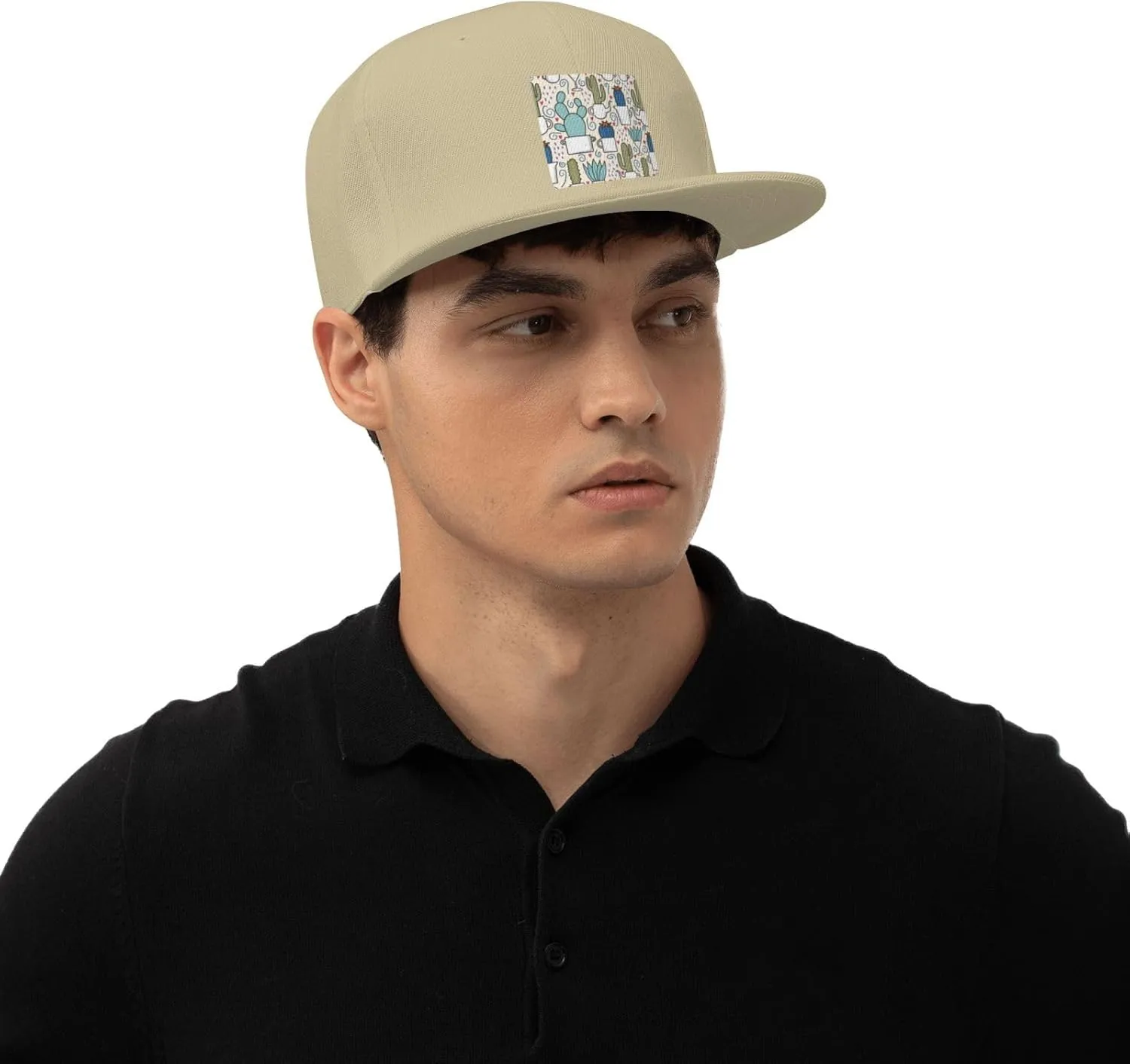 POOEDSO Saguaro Cactus Seamless Pattern Snapback Hats for Men Baseball Cap Trucker Hat Flat Brim Hats