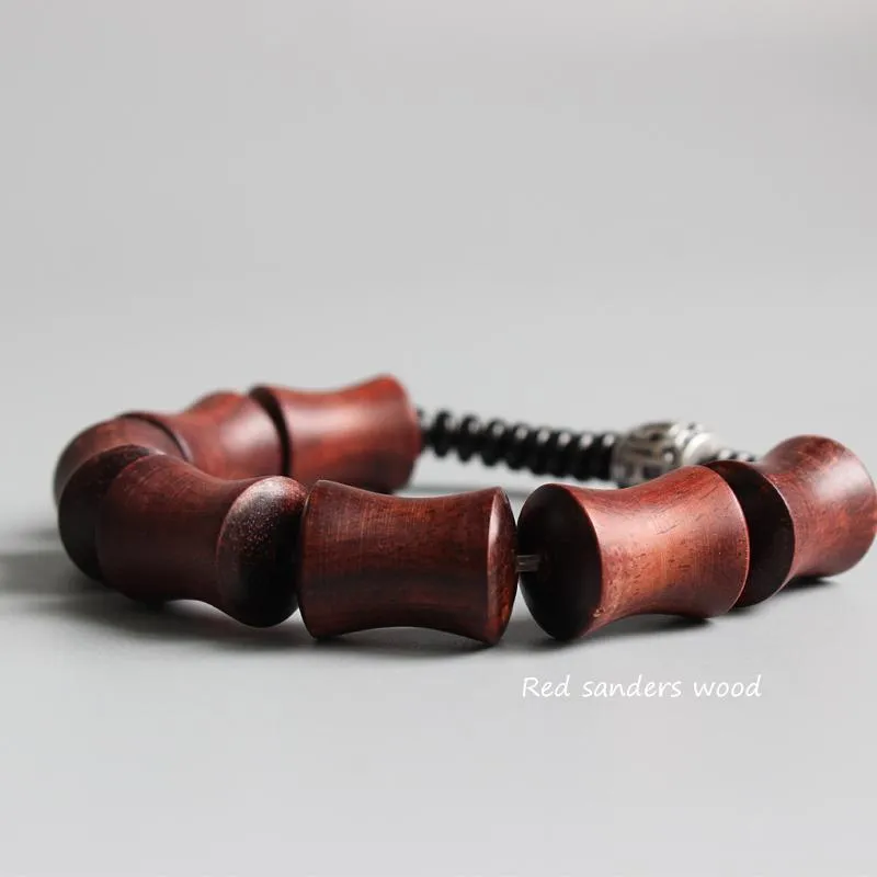 Red Sandalwood &amp Coconut Shells Om Mani Padme Hum Charm Bracelet