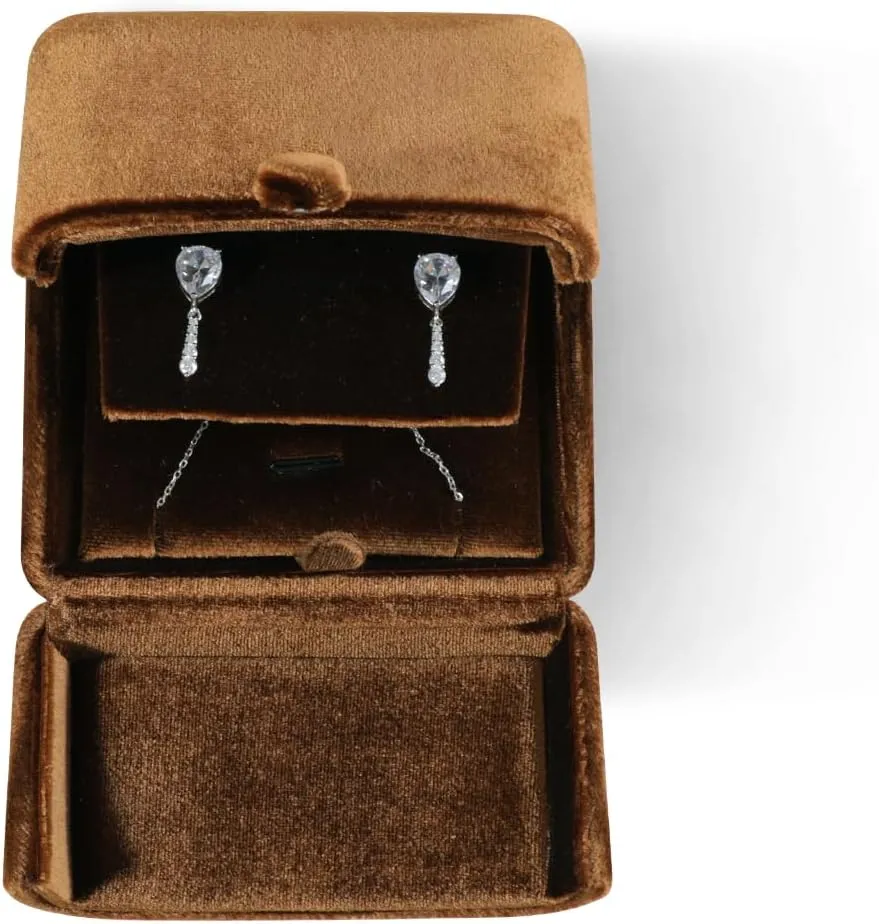 Resilient Velvet Earrings Necklace Dual-Purpose Storage Box, Stud Earring Display Box For Girlfriend Wife, Premium Jewelry Organizer Small Case