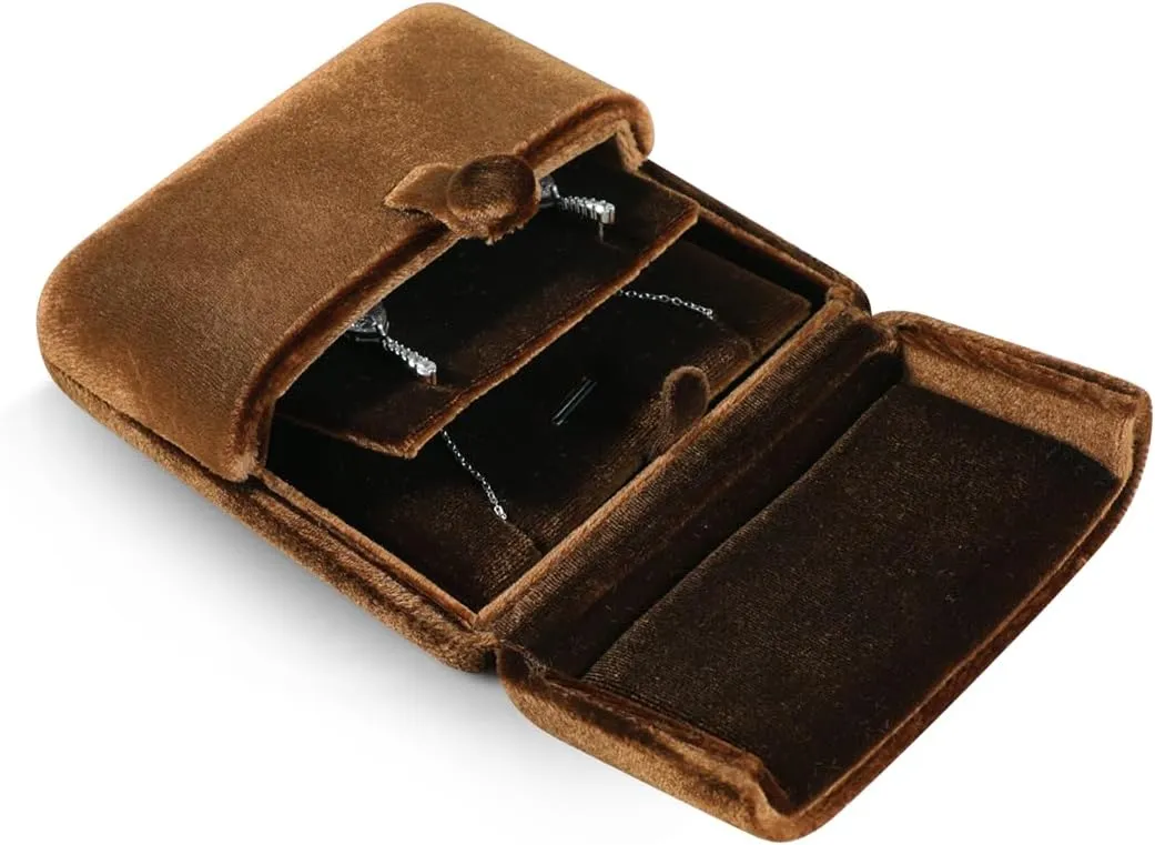 Resilient Velvet Earrings Necklace Dual-Purpose Storage Box, Stud Earring Display Box For Girlfriend Wife, Premium Jewelry Organizer Small Case