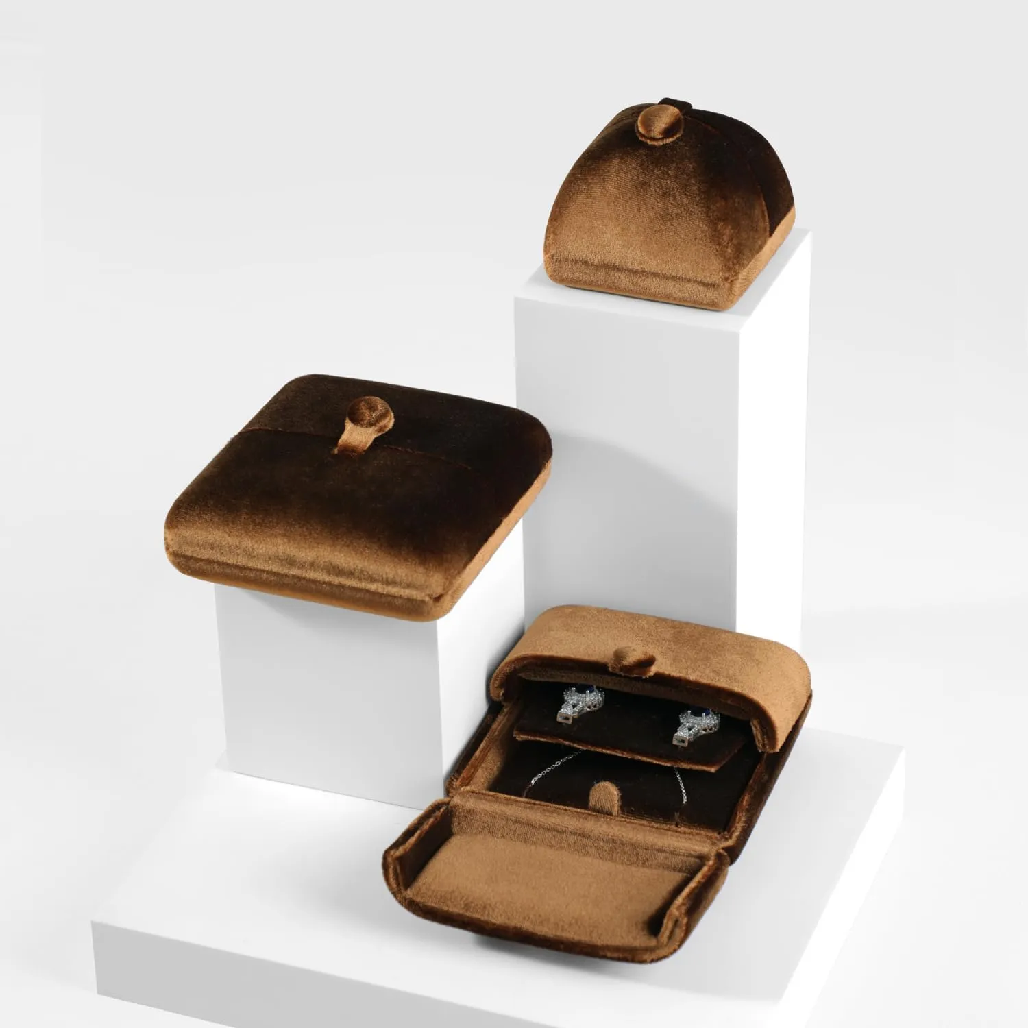 Resilient Velvet Earrings Necklace Dual-Purpose Storage Box, Stud Earring Display Box For Girlfriend Wife, Premium Jewelry Organizer Small Case